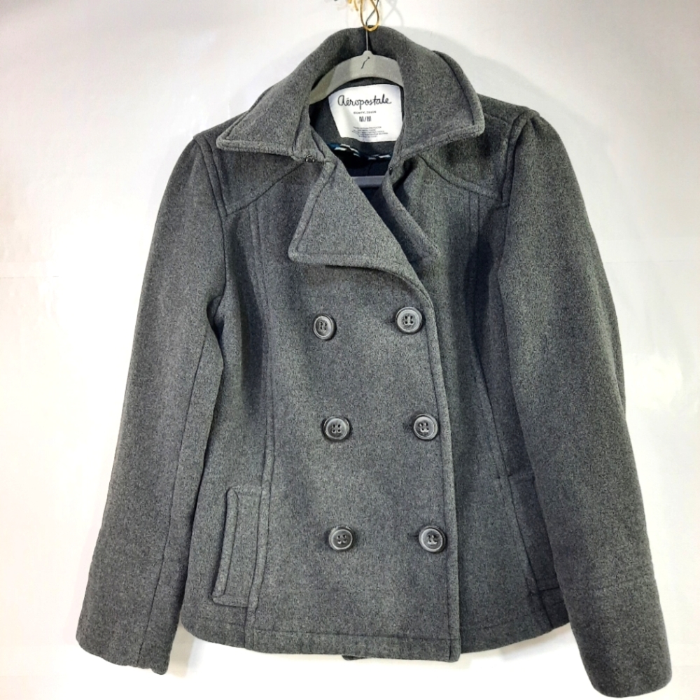 Aeropostale Eighty-Seven Womens Winter Coat Wool Blend Gray Size M